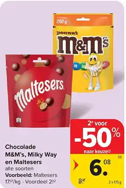 Carrefour Chocolade M&M’s, Milky Way en Maltesers aanbieding
