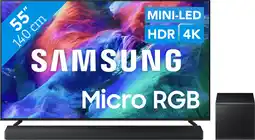 Coolblue Samsung Micro RGB 55 R85H (2026) + Samsung HW-QS700F (2025) aanbieding