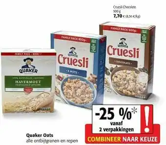 Quaker oats cruesli chocolate