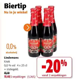 Colruyt Lindemans Kriek 0,0 % vol aanbieding