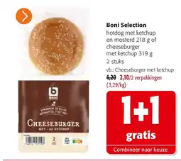 Colruyt Boni Selection Cheeseburger met ketchup aanbieding