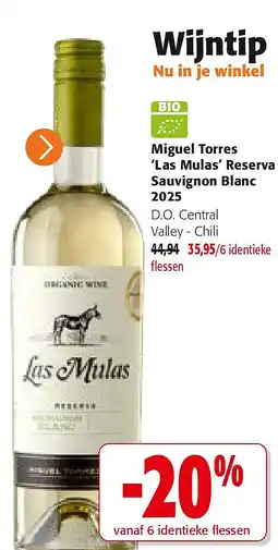 Colruyt Miguel Torres ‘Las Mulas’ Reserva Sauvignon Blanc 2025 aanbieding