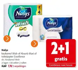 Colruyt Nalys Keukenrol Wish 2 lagen 130 vellen 2 rollen aanbieding