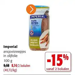 Colruyt Imperial ansjovisreepjes in olijfolie aanbieding