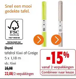 Colruyt Duni tafelrol Kiwi of Greige 5 x 1,18 m aanbieding