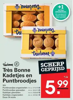 Sligro Très Bonne Kadetjes en Puntbroodjes aanbieding