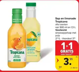 Carrefour Sap en limonade tropicana aanbieding