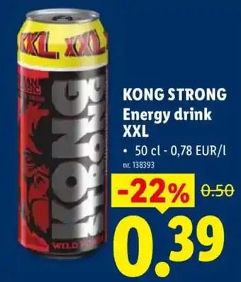 Lidl Kong strong energy drink XXL aanbieding