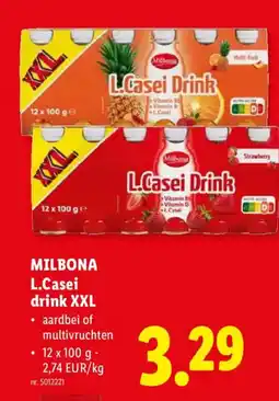 Lidl Milbona L.Casei drink XXL aanbieding