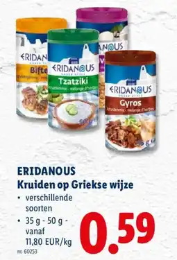 Lidl Eridaous Kruiden op Griekse wijze aanbieding