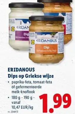 Lidl Eridanous Dips op Griekse wijze aanbieding