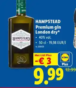 Lidl Hampstead Premium Gin London dry aanbieding