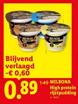 Lidl Milbona High protein rijstpudding aanbieding