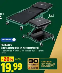 Lidl Parkside Montage rolplank en werkplaatskruk aanbieding