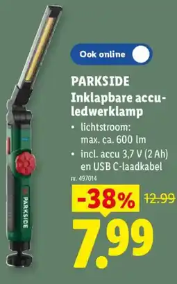 Lidl Parkside Inklapbare accu- ledwerklamp aanbieding