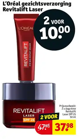 Kruidvat 2 x dagcrème Revitalift Laser SPF 25 aanbieding
