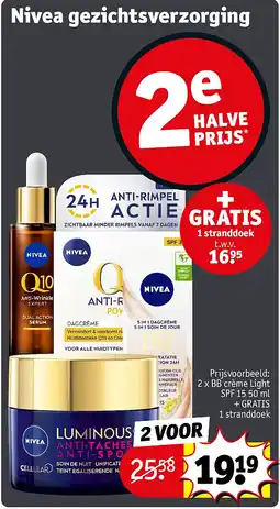 Kruidvat 2 x BB crème Light SPF 15 + GRATIS 1 stranddoek aanbieding