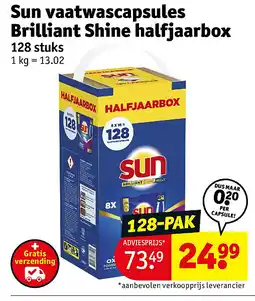 Kruidvat Sun vaatwascapsules Brilliant Shine halfjaarbox aanbieding
