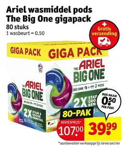 Kruidvat Ariel wasmiddel pods The Big One gigapack aanbieding