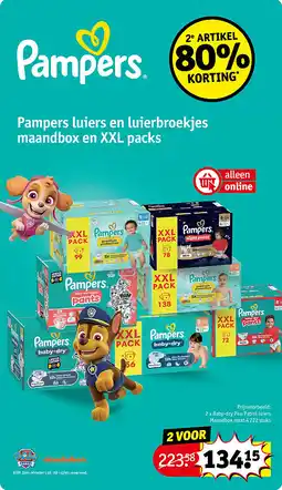 Kruidvat 2 x Baby-dry Paw Patrol luiers Maandbox maat 4 222 stuks aanbieding