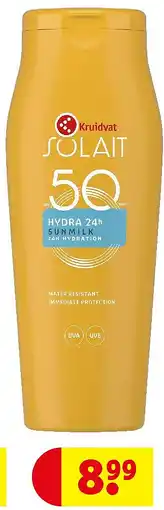 Kruidvat Kruidvat Solait Hydra 24H SPF50 Sun Milk aanbieding