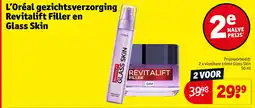 Kruidvat L’Oréal gezichtsverzorging Revitalift Filler en Glass Skin aanbieding