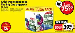 Kruidvat Ariel wasmiddel pods The Big One gigapack aanbieding