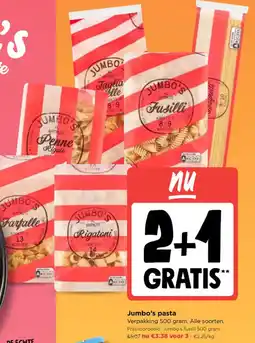 Jumbo Jumbo's pasta aanbieding