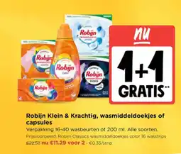 Jumbo Robijn klein & krachtig, wasmiddeldoekjes of capsules aanbieding