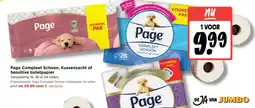 Jumbo Page compleet schoon, kussenzacht of sensitive toiletpapier aanbieding
