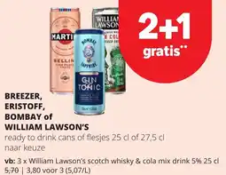 Eurospar Breezer, Eristoff, Bombay of William Lawson's aanbieding