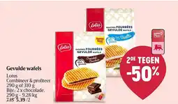 Delhaize Gevulde wafels Lotus aanbieding