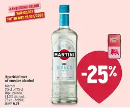 Delhaize Aperitief met of zonder alcohol Martini aanbieding