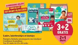 Delhaize Pampers Luiers, luierbroekjes of doekjes aanbieding