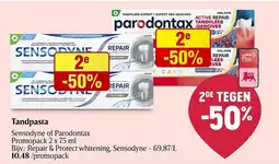 Delhaize Tandpasta Sensodyne of Parodontax aanbieding