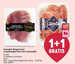 Delhaize Gerookte Brugse ham of gedroogde ham met rozemarijn aanbieding