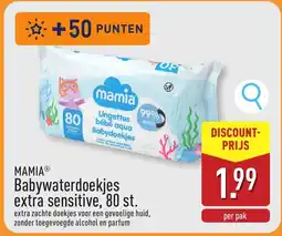 ALDI Mamia® Babywaterdoekjes extra sensitive, 80 st. aanbieding
