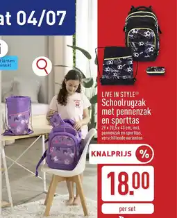 ALDI Live in Style Schoolrugzak Met Pennenzak en Sporttas aanbieding