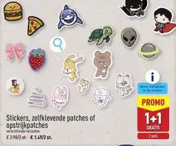 ALDI Stickers, Zelfklevende Patches of Opstrijkpatches aanbieding