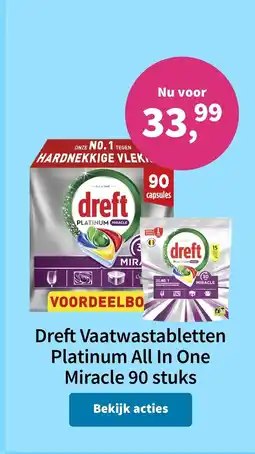 Plein.nl Dreft vaatwastabletten platinum all in one miracle aanbieding