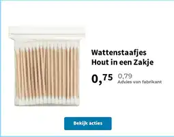 Plein.nl Wattenstaafjes hout in een zakje aanbieding