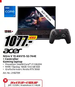 MediaMarkt Acer Nitro V 15 ANV15-52-744E + Controller Gaming laptop aanbieding