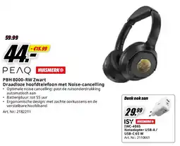 MediaMarkt PBH 8000-RW Zwart Draadloze hoofdtelefoon met Noise-cancelling aanbieding