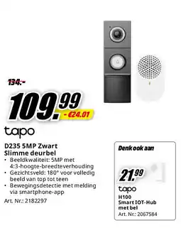 MediaMarkt D235 5MP Zwart Slimme deurbel aanbieding