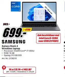 MediaMarkt Galaxy Book 4 Windows laptop aanbieding