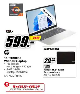 MediaMarkt Hp 15-fc0100nb Windows laptop aanbieding
