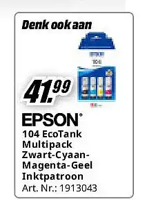 MediaMarkt 104 EcoTank Multipack Zwart-CyaanMagenta-Geel Inktpatroon aanbieding