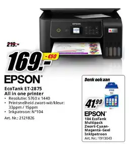 MediaMarkt EcoTank ET-2875 All in one printer aanbieding