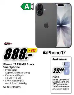 MediaMarkt iPhone 17 256 GB Black Smartphone aanbieding