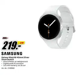 MediaMarkt Samsung Galaxy Watch8 40mm Silver Smartwatch aanbieding